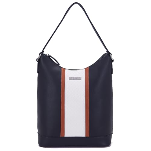 Image of Nautica Women Brand Logo Leather Shoulder Bag | Stylish Handbag | Tote Bag With Zipper