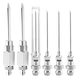 ATIVERE 6PCS Grease Gun Tips, Contain 4PCS 1/8 Inch NPT Threads 18G Grease Gun Needle Tips and 2PCS Narrow Grease Needle Dispenser for Lubricating, Used in Narrow Space & Deep Hole Metal