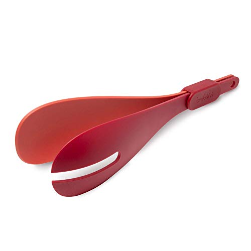Trebonn Twins Salad Server, Juego de Cubiertos para Ensalada Compuesto de Cuchara y Tenedor. Separadas para Mezclar, Unidas con Pinza para Servir y compactas en el cajón, Nylon, Multicolor, Regular