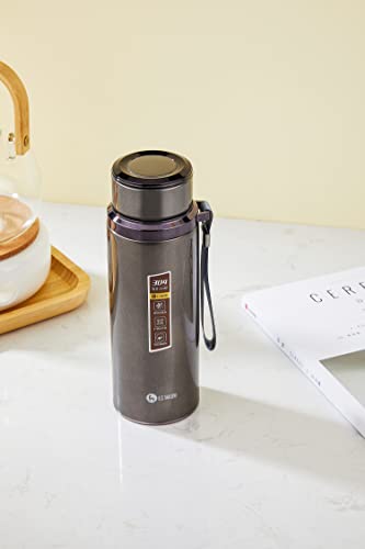 Coocuture Thermos Water Bottle 20 Oz Insulated Stainless Steel Vacuum Flask Keeps Liquids Hot&Cold, Leak Proof And Double-Walled Design - Brown #TOP5