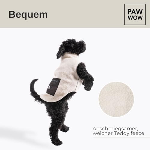PAW WOW MIKA Hundejacke | Hundemantel Teddy-Fleece | Hunde-Weste mit Bauchschutz für kühle Temperaturen (Beige, L)