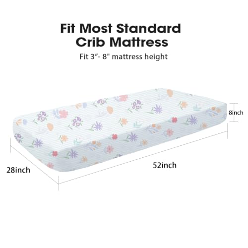 Image of Little Grape Land Crib Sheets 2 Pack, Fitted Crib Sheets 52 inchx28 inchx8 inch | For Standard Crib Mattress, Soft and Comfortable for Girls, Breathable & Easy Care