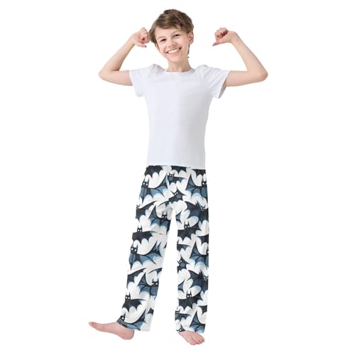 Boys' Pants Blue Black Doodle Bats Long Bottoms Jogger Pants Elastic Waist Trousers with Pockets S-XL2