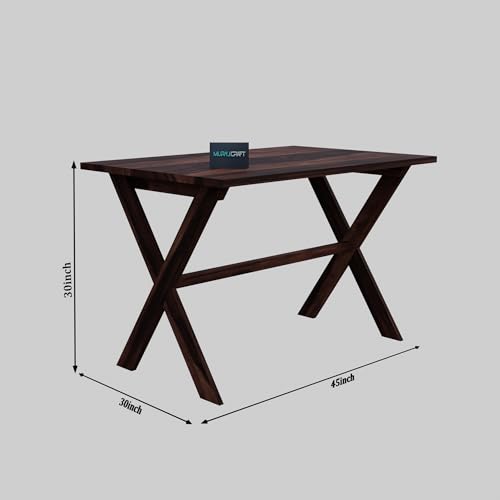 Image of MURALICRAFT Sheesham Wood 45 Inch Dining Table 4 Seater | Four Seater Dinning Table Set with 4 Upholstered Dining Chairs | Table: Criss Cross Design | Chair: Premium Round Edge | Rosewood, Walnut
