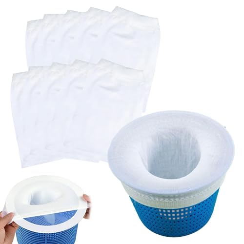 fshxj Skimmer Socken Pool Skimmer Netzbeutel Filterbeutel Poolsocken Reinigung Hochleistungs-Skimmernetz Poolfilterbeutel Skimmersocke Socken Skimmerkorb Fein Filterstrumpf Filternetz (10 White)