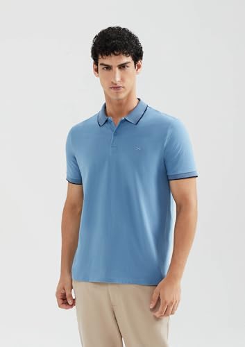 Camisa Polo Básica Masculina Super Cotton Com Bordado Hering - Azul Claro G