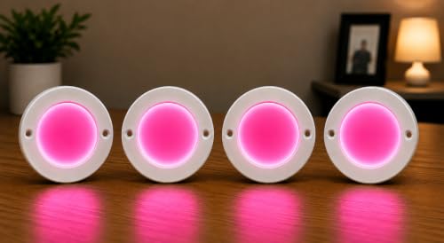Image of OLIPS 3W LED Cabinet & Cupboard Striker Light | Polycarbonate Surface Mount Light | Elegant Slim Body | Bright Energy Efficient LED for Kitchen & Wardrobe (4, Pink)