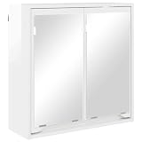 WRJENFSC Armadietto da bagno con specchio, montaggio a parete, 2 ante con ripiani, design moderno, in legno, bianco lucido, 60 x 20 x 60 cm