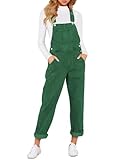 Luvamia Women's Casual Adjustable Denim Bib Overalls Jeans Pants Fashion Loose Overall Jumpsuits Mom Jean Overalls For Women Fitted Evergreen Size Large Lime Green