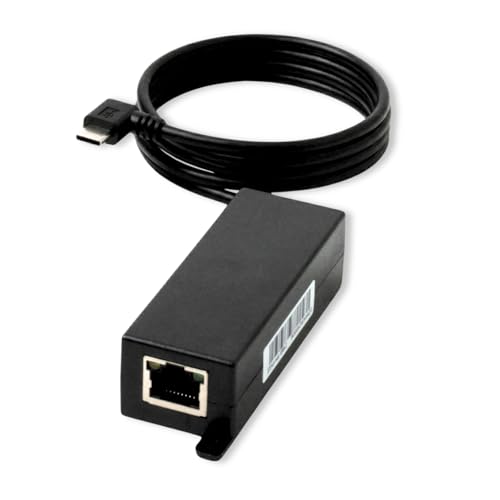 PoE Texas 802.3af PoE to USB-C Adapter - 10 watt Power & Fast Ethernet for iPad mini, Air, Samsung Tab, Surface Go, Google Pixel - Integrated Angle Cable Converter for Tablets, Kiosks, POS