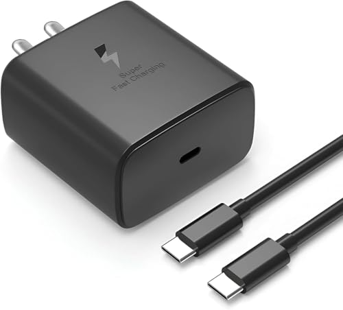 Image of Original 25W Super Fast Charger Adapter and USB-C Cable Compatible with Samsung Galaxy S, A, M, F, Z Series and Tablets Type-C Quick Charge Combo (Black | Model)