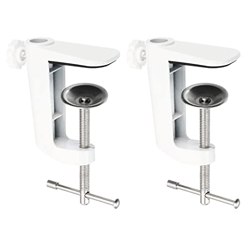 Image of PATIKIL 0.29 inch /0.47 inch Hole Dia. Desk Table Mount Clamp, 2 Pack Universal C Shape Desk Clamp with Adjustable Screw for Microphone Arm Lamp Stand, White
