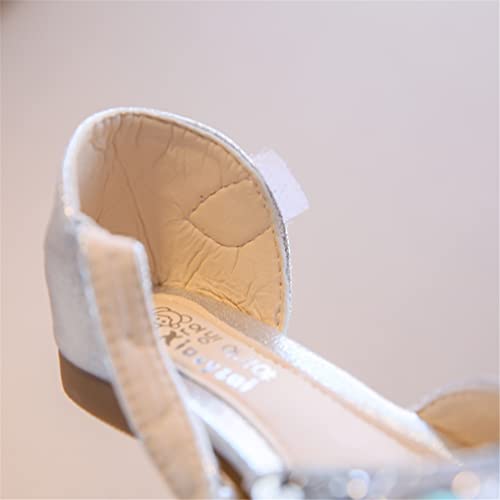Princess Glitter Bowknot Flats for Little Big Girls Pearl Sequins Closed-toe Sandals Shoes4