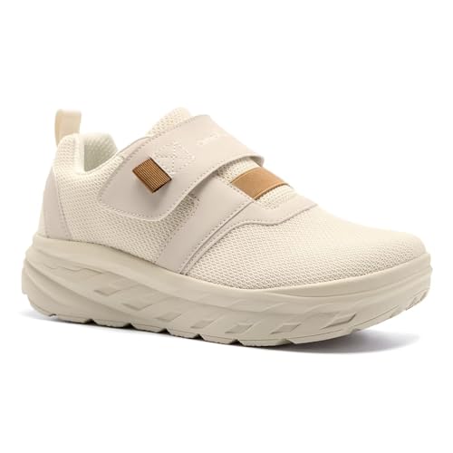 OrthoComfoot Women's Orthopedic Diabetic Wide Walking Shoes: Comfortable Casual Arch Support Plantar Fasciitis Loafers, Orthotic High Arch Swollen Feet Adjustable Work Shoes for Ankle and Heel Pain