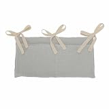 YeeMan Cotton Baby Bedside Hanging Storage Bag,2 Pockets Organizer for Baby Cribs and Toys (Gray)