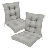 Eoieov High Back Patio Chair Cushions Set of 2 Grey Indoor Outdoor Chair Seat Cushion Tufted Waterproof Patio Rocking Chair Pads Replacement for Garden Furniture 41.7'*20.8'*3.9'