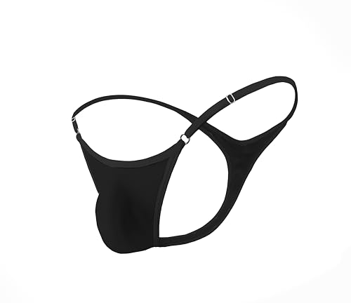 Men's Brazilian Thong Black Underwear,Push up appearance Adjustable Straps, Butt-Lifting Design2