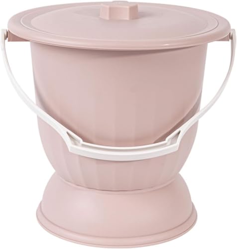 便器, 蓋付きポータブルチャンバーポット、ハンドル付きつばき尿バケツベッドサイド小便器高齢者妊娠中の女性用(Pink,24.5*24.7cm)