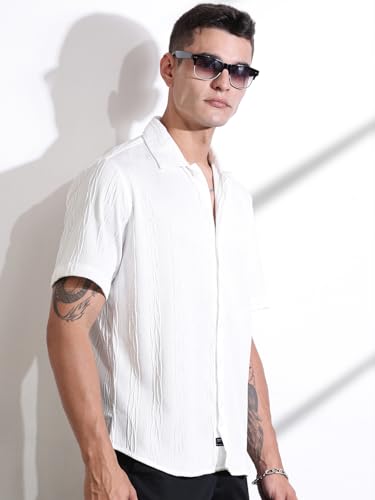 Image of Thomas Scott Men Polyester Blend Solid Oversized Fit Shirt