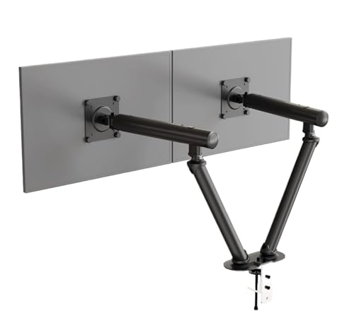 Support double écran design aluminium pour un bureau setup gaming