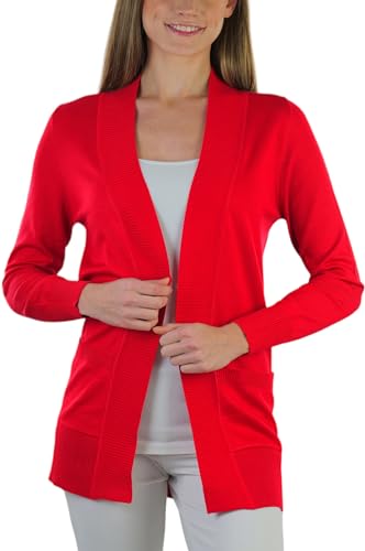 Image of ToBeInStyle Women's Long Sleeve Rib Banded Open Sweater Cardigan