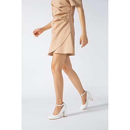 Women's Ankle Strap Pumps Closed Toe Block High Heel Round Toe Mary Jane Shoes2