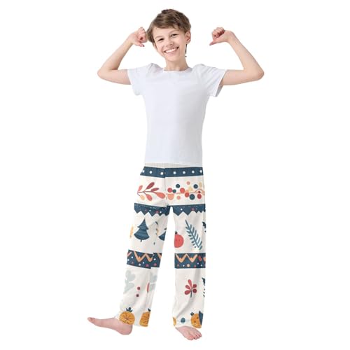 Boys' Pants Leaves Trees Stripes Christmas Long Bottoms Jogger Pants Elastic Waist Trousers with Pockets S-XL2