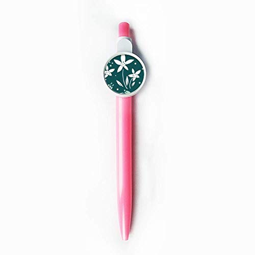 Stylo à bille rétractable fleur verte et blanche pour écriture fluide