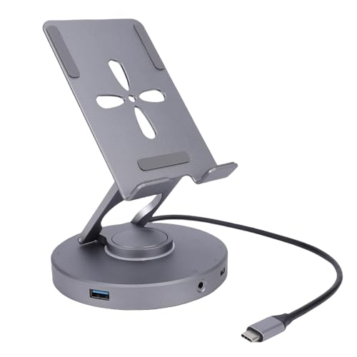 Vikye Soporte de Estación de Acoplamiento para Computadora Portátil USB C, Concentrador USB C 10 en 1 PD 100W/USB 3.0/Lector de Tarjetas TF/SD con HDMI 4K, Plug and Play Giratorio de