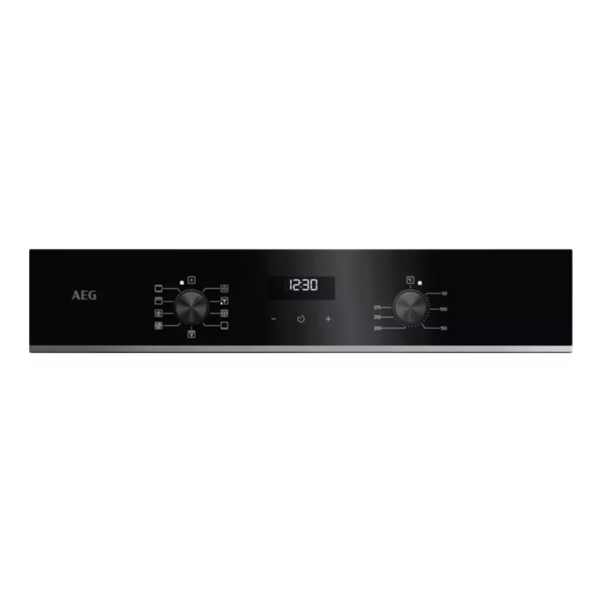 AEG TU5AB21FSB – Horno Multifunción Serie 5000 SurroundCook, 72 L, Display LED, Limpieza AquaClean, 9 Funciones, Mandos Escamoteables, Carriles Telescópicos 1 Nivel, Cristal Negro, Inox Infinity