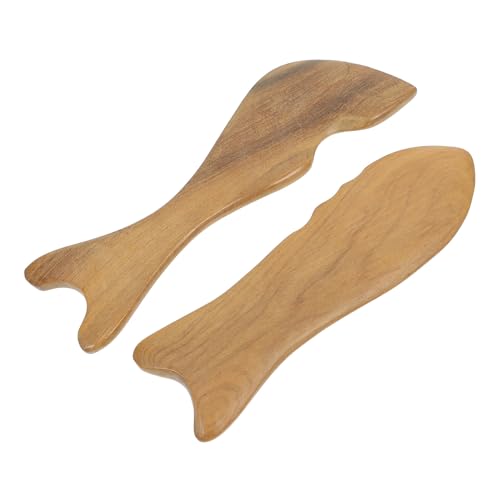 UPKOCH 2 piezas Herramienta Masaje Madera Tabla Gua Sha Forma Pez Masajeador Corporal Facial Cuello para Relajación y Alivio Muscular