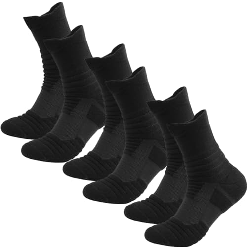 6 Pairs Men's Athletic Crew Socks Cushion Running Quarter Socks for Men Workout Wicking Socks