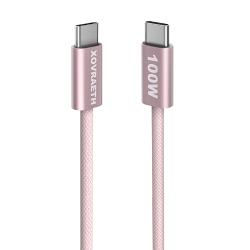 Image of USB C to USB C Cable, 10ft, 100W PD 5A Fast Charging Cord, Aluminum Connector & Nylon Braided Type C Charger Cord for iPhone 17 /16 /15, MacBook Air /Pro, iPad Pro, Samsung S25 /S24 /S23, Pixel 10(Pink)