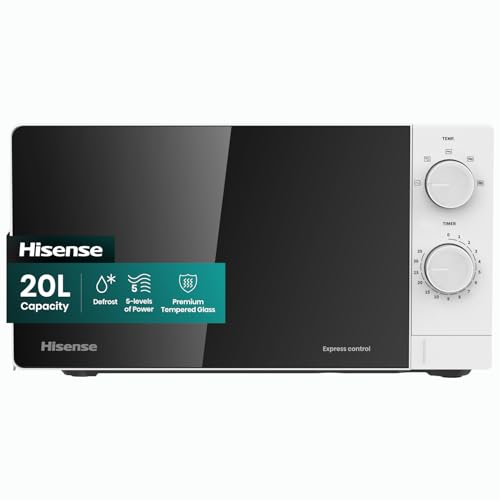 Hisense 20 Liters Solo Microwave Oven for Kitchen 700W Compact Design 5 Power Levels to Support Cooking Options as Defrost Food Heating H20MOWS14- (Simplified Control)
