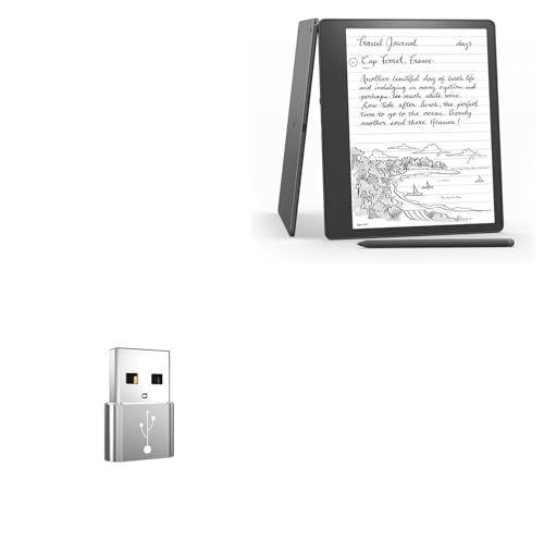 BoxWave Adapter Compatible with Amazon Kindle Scribe (1st Gen 2024) - USB-A to C PortChanger (5-Pack), Type-C OTG Convert Charging Data Adapter - Metallic Silver