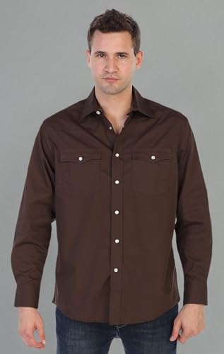 Gioberti Men’s Solid Long Sleeve Western Shirt with Pearl Snap-on Buttons4