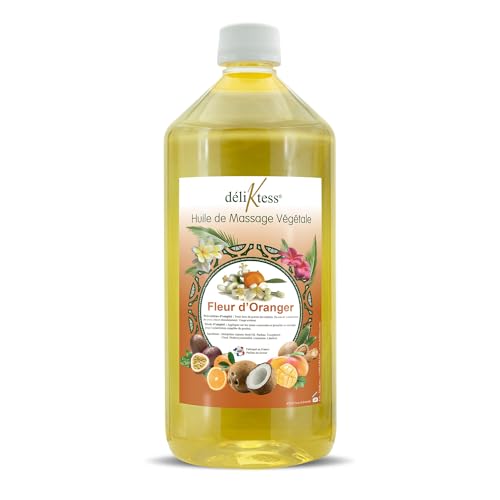 déliktess® - Huile de massage végétale - 19 parfums au choix- 200ml ou 1 litre - Naturelle et fabriquée en France - pour modelage professionnel (Fleur...