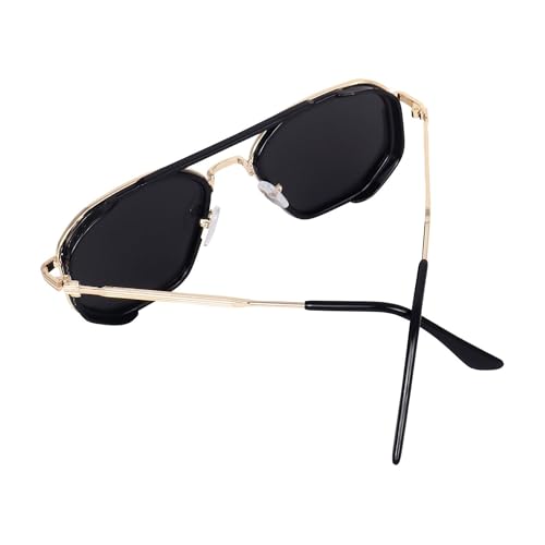 Image of Vintage Steampunk Sunglasses for Men & Women - Retro Hexagonal Metal Frame Gothic Glasses with UV400 Protection - Non-Polarized Fashion Eyewear