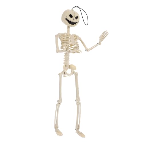 Garneck Removable Pumpkin Head Skeleton Decoration Halloween Hanging Prop for Indoor Outdoor Party Lightweight Skeleton Model Decor for Haunted Room Bedroom and More
