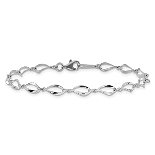 IceCarats 14K Solid White Gold Link Chain Bracelet 7.25 inch
