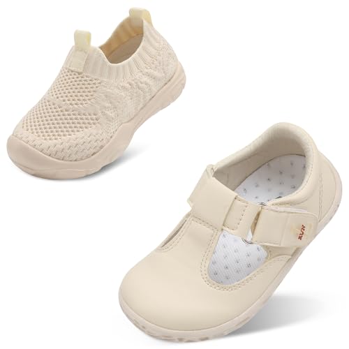 L-RUN Toddler Shoes Set (2 Pairs) - Girls Dress Shoes (Size: 5.5-6 Toddler) - Bundle - Beige Toddler Shoes (Size: 6 Toddler)