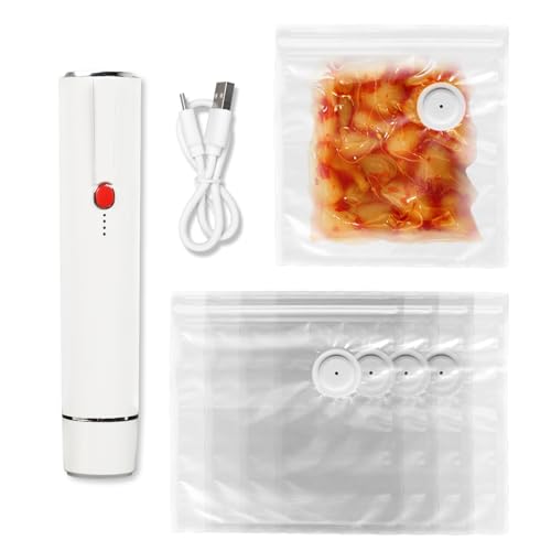 Yabound Envasadora al vacío de mano, práctica bomba de vacío con 5 bolsas de vacío, envasadora al vacío recargable para el hogar, viajes, camping y conservación de alimentos
