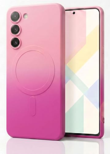 Image of amazon basics Gradient Mag-Safe Case for Samsung Galaxy S23 5G | Soft Silicone Shockproof Cover with Camera Protection | Slim Lightweight Design | Smooth Touch & Durable - Light and Dark Pink