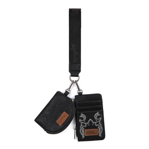Image of Wrangler Keychain Wristlet Wallets for Women Western Dual Pouch Wristlet Credit Card Holder Wallet