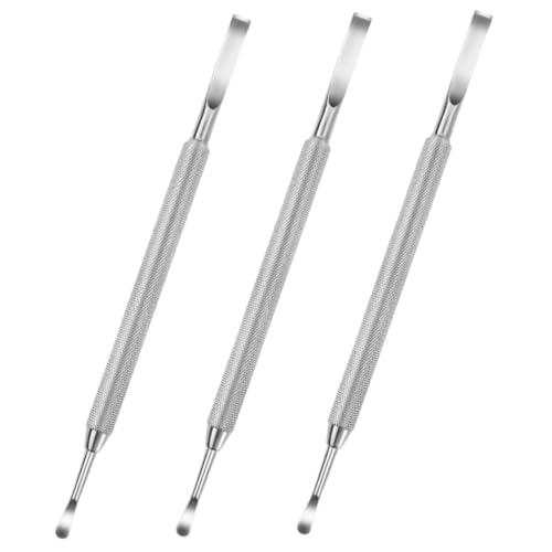 Beatifufu Nail Cuticle Pushers Cleaner Tool 3 Piece Set Stainless Steel for Nail Art and Home Use
