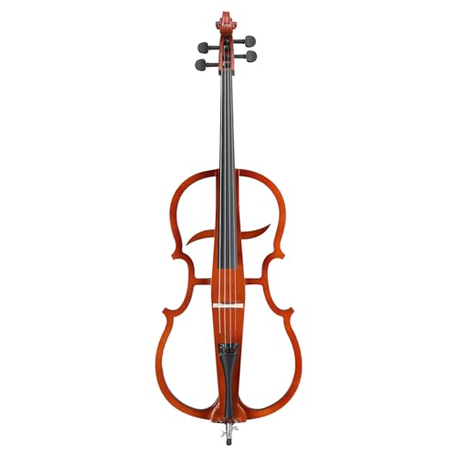 EPOFIT Full Size Electric Cello Kit for Adults Beginners Complete 4/4 Cello Set with Portable Bag Bow Rosin Earphone and Connecting Line Natural