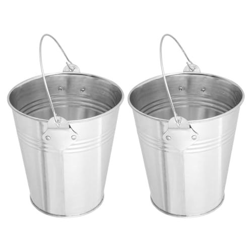 NUOBESTY Secchio per Grasso da Barbecue in Metallo 2 Pezzi, Raccogli Olio per Griglia Portatile per Cucina all'Aperto, per Picnic e Campeggio, Vaschetta Raccogli Gocce Resistente e Facile