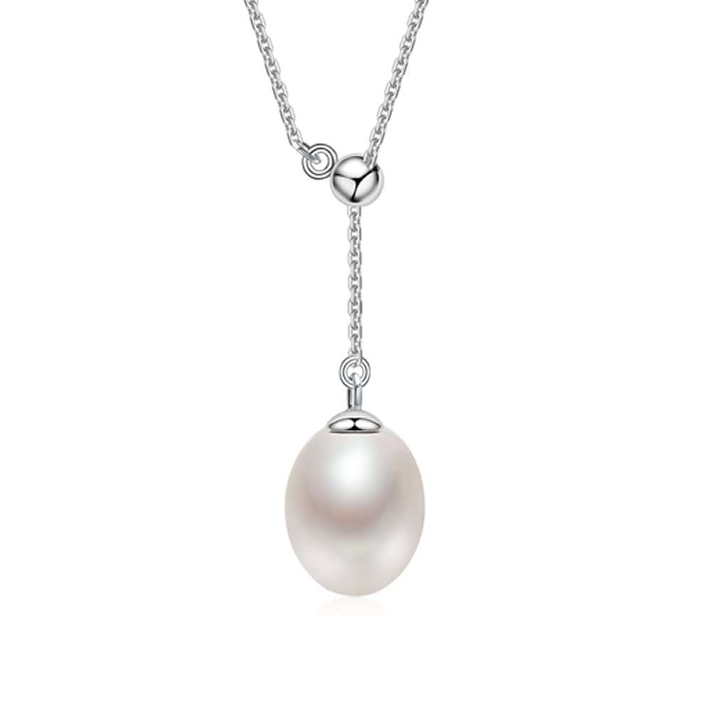 Collier perles d'eau douce naturelles suspendues sur chaîne réglable fin - 6
