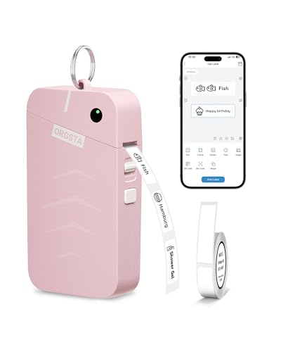 ORGSTA Label Printer Thermal Machine Bluetooth Portable Wireless Mini Handheld Sticker Maker with Tape 2000 mAh for Jar Gift Cards Personalised Labels
