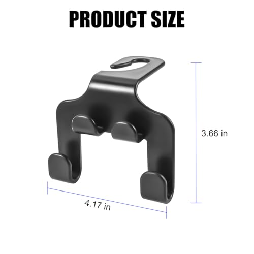 Sandfren Car Seat Headrest Hook, 4 in 1 Multi-Use Vehicle Seatback Storage Hanger for Purse Handbag Coat, Space-Saving Auto Rear Seat Hanging Organizer Hook, Universal for SUV Truck Sedan